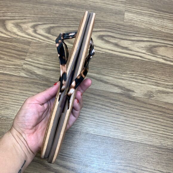 J Crew Capri Leather Thong Sandals Flip Flops 6 Leopard Summer Cute - Picture 3 of 8